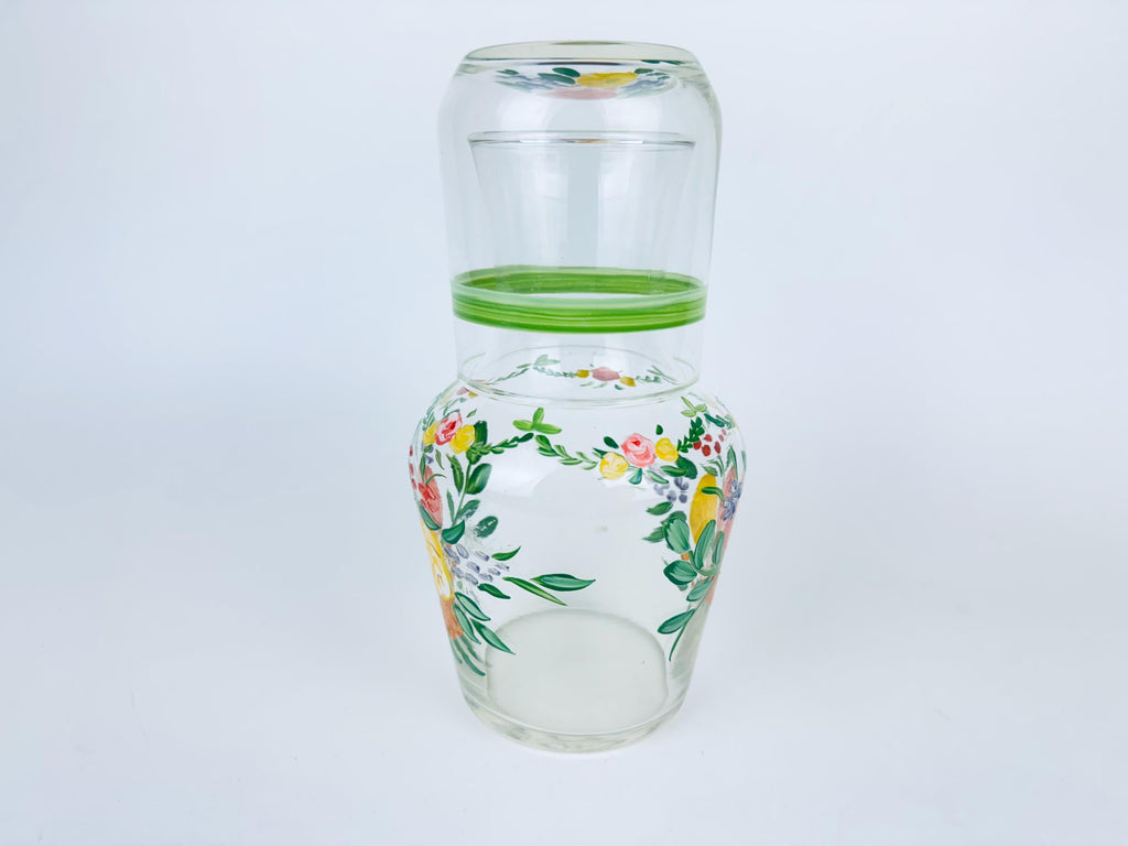 Product image for 'vintage hand painted bedside carafe tumbler set floral glass water set' (view 8c5f28)