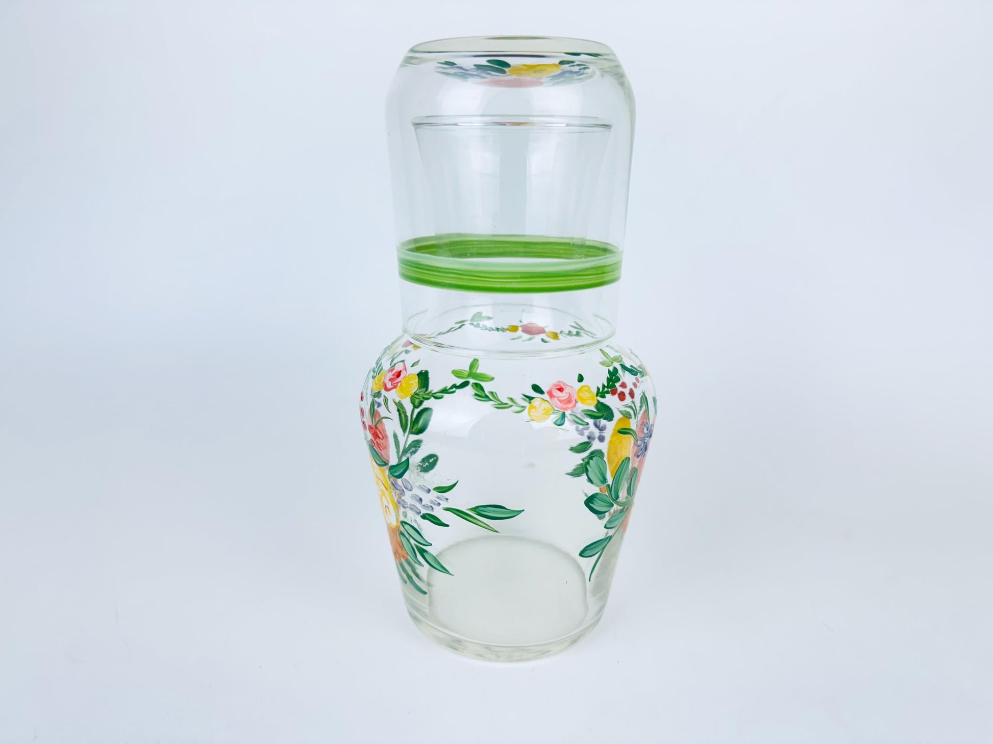Product image for 'vintage hand painted bedside carafe tumbler set floral glass water set' (view 8c5f28)