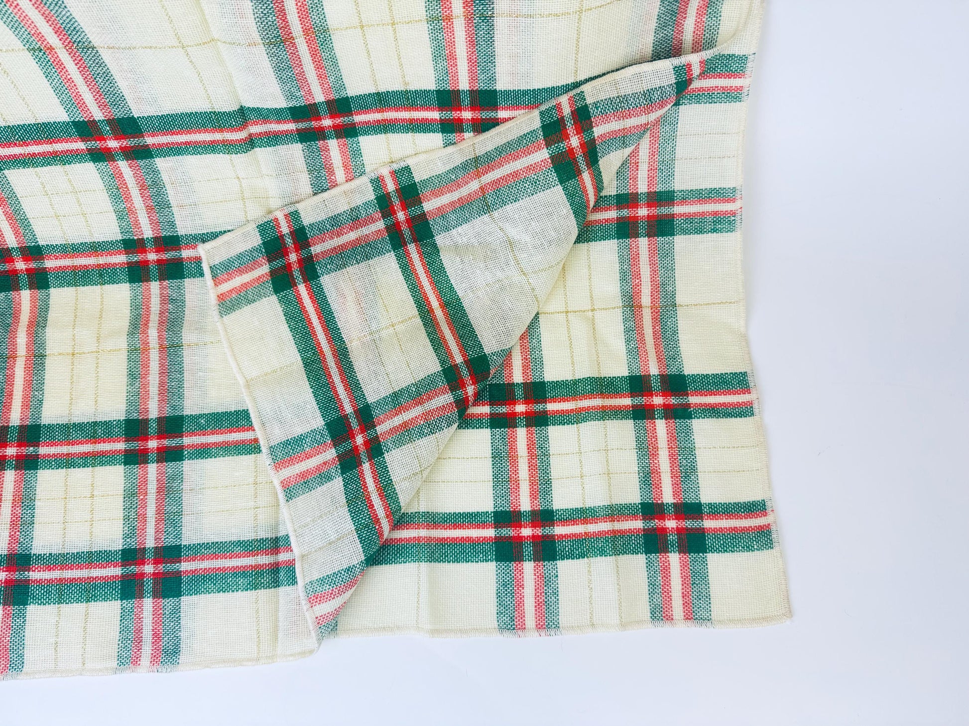 Product image for 'vintage square christmas plaid table cloth gold metallic stripe new old stock nos' (view e3fd73)