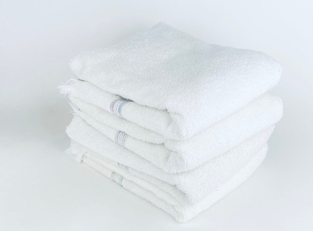 Product image for 'vintage cannon fringe rectangular bath towel pastel ribbon stripe pattern cotton polyester blend made in usa sold separately' (view 09d7f9)