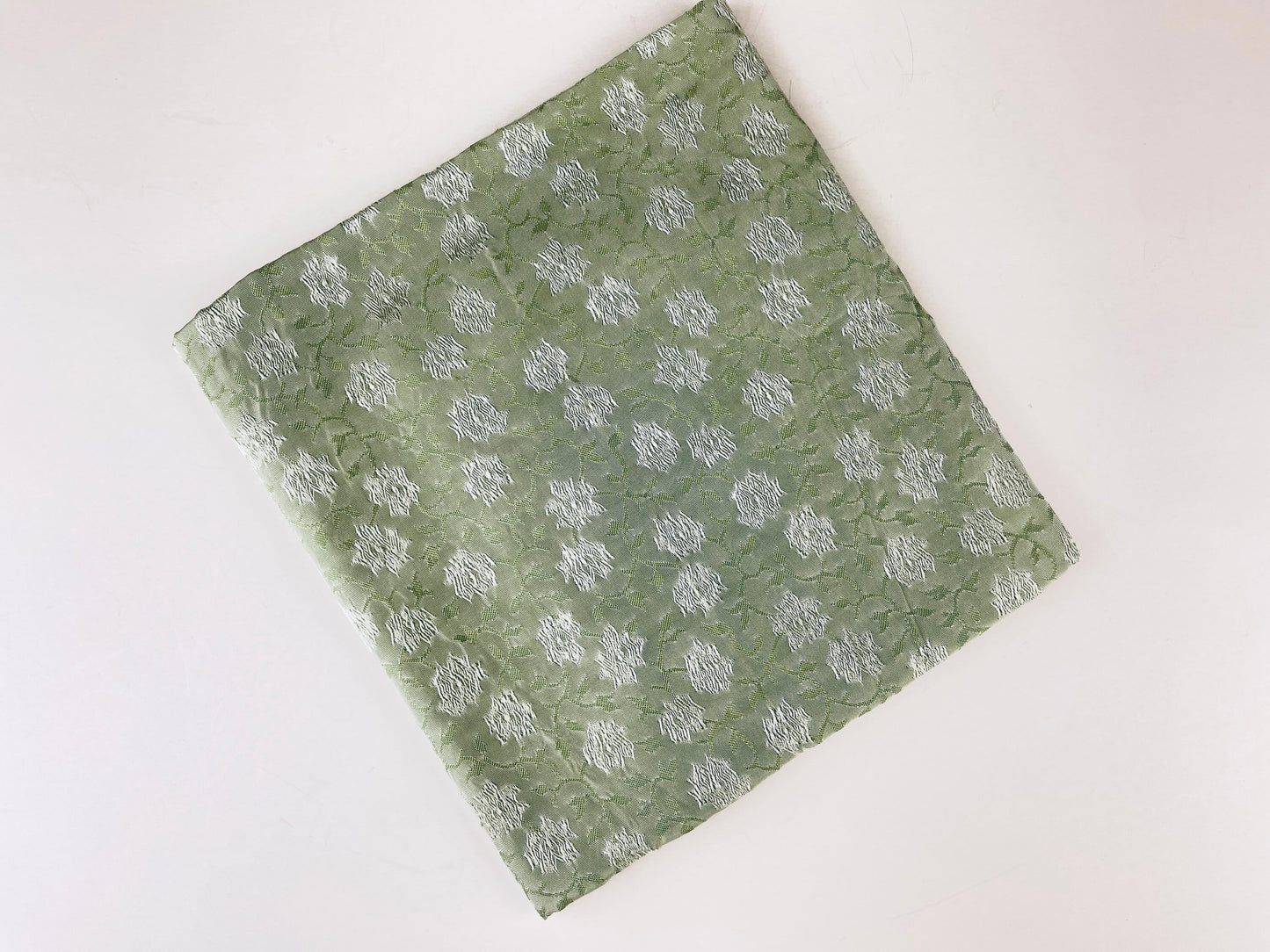 Product image for 'vintage charmeuse brocade green floral fabric 30 x 41' (view 38ef60)
