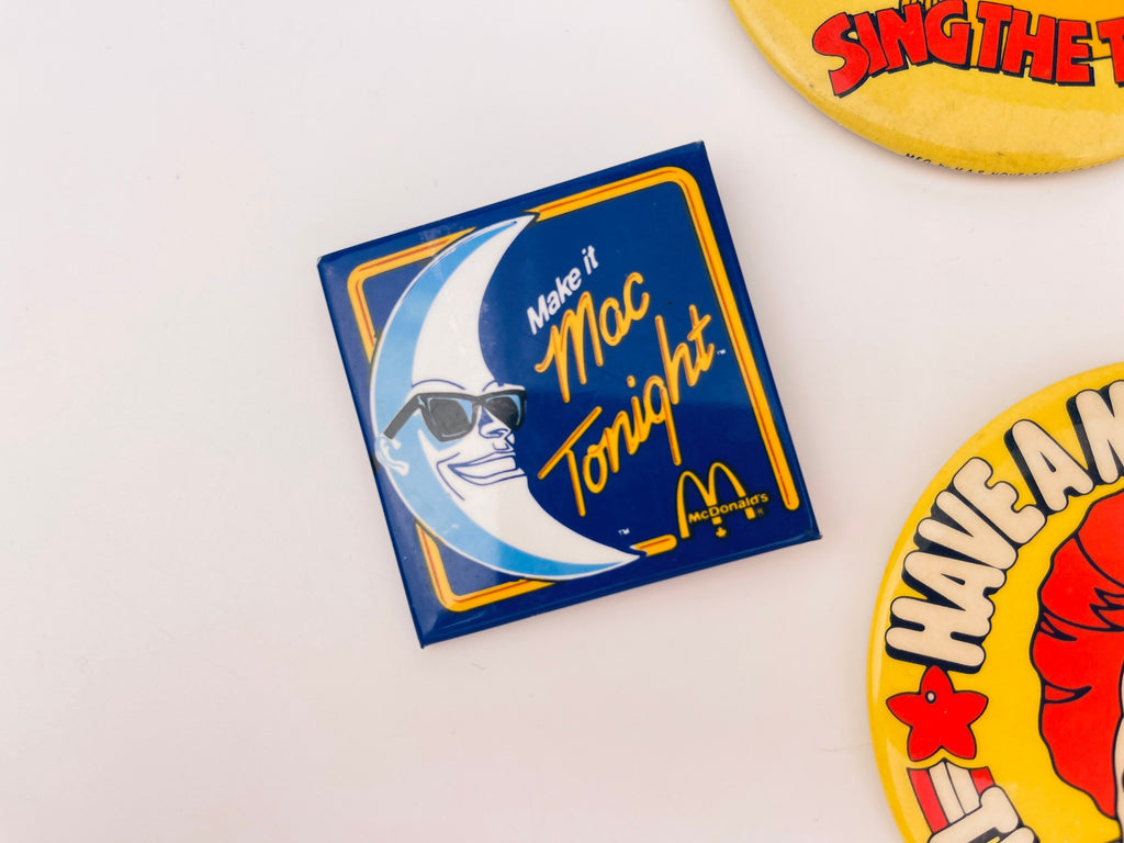 Product image for 'vintage promotional mcdonalds canada restaurant pins pinback buttons sold individually made in canada' (view ea5c6c)