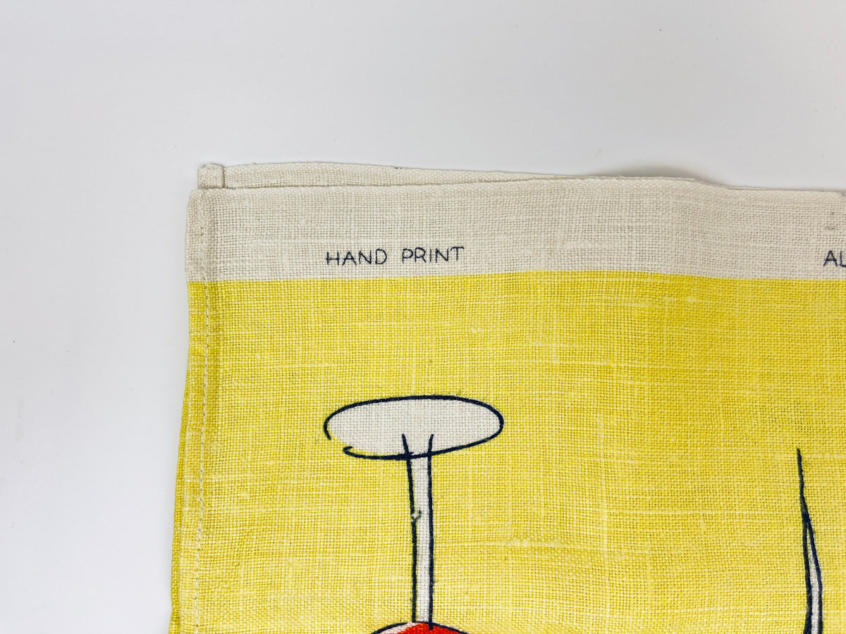 Product image for 'vintage bbq wine glass tea towel bbq statement towel all pure linen fast colours hand printed' (view 1a4aa0)