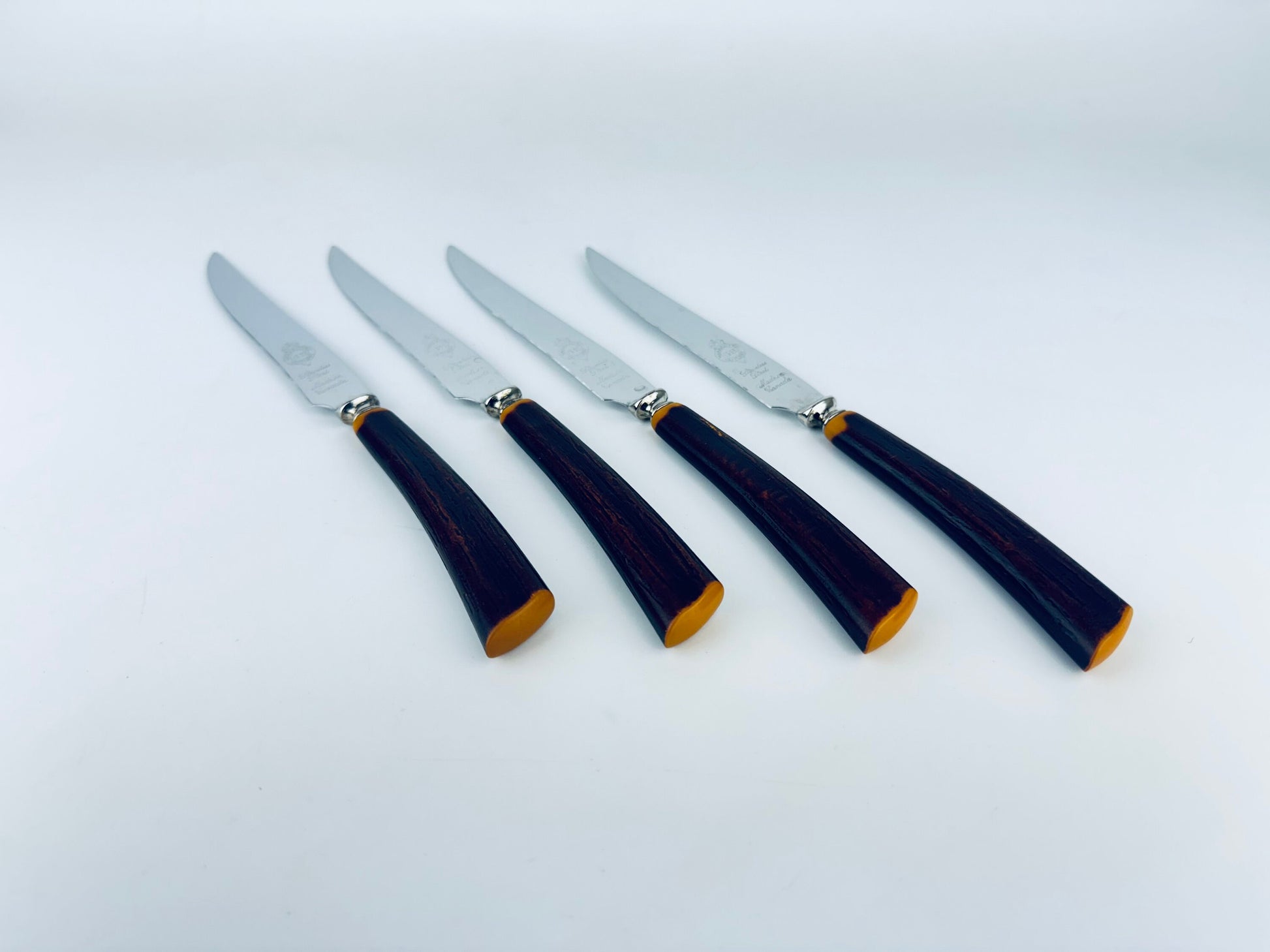 Product image for 'vintage glo hill serrated stainless steel faux wood knife set set of four 4 made in canada' (view 145bdc)