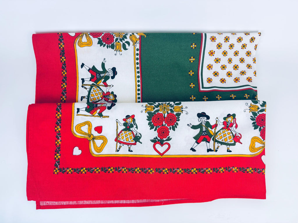Product image for 'vintage folk art floral print edge square table cloth 40 x 40' (view 0d0758)