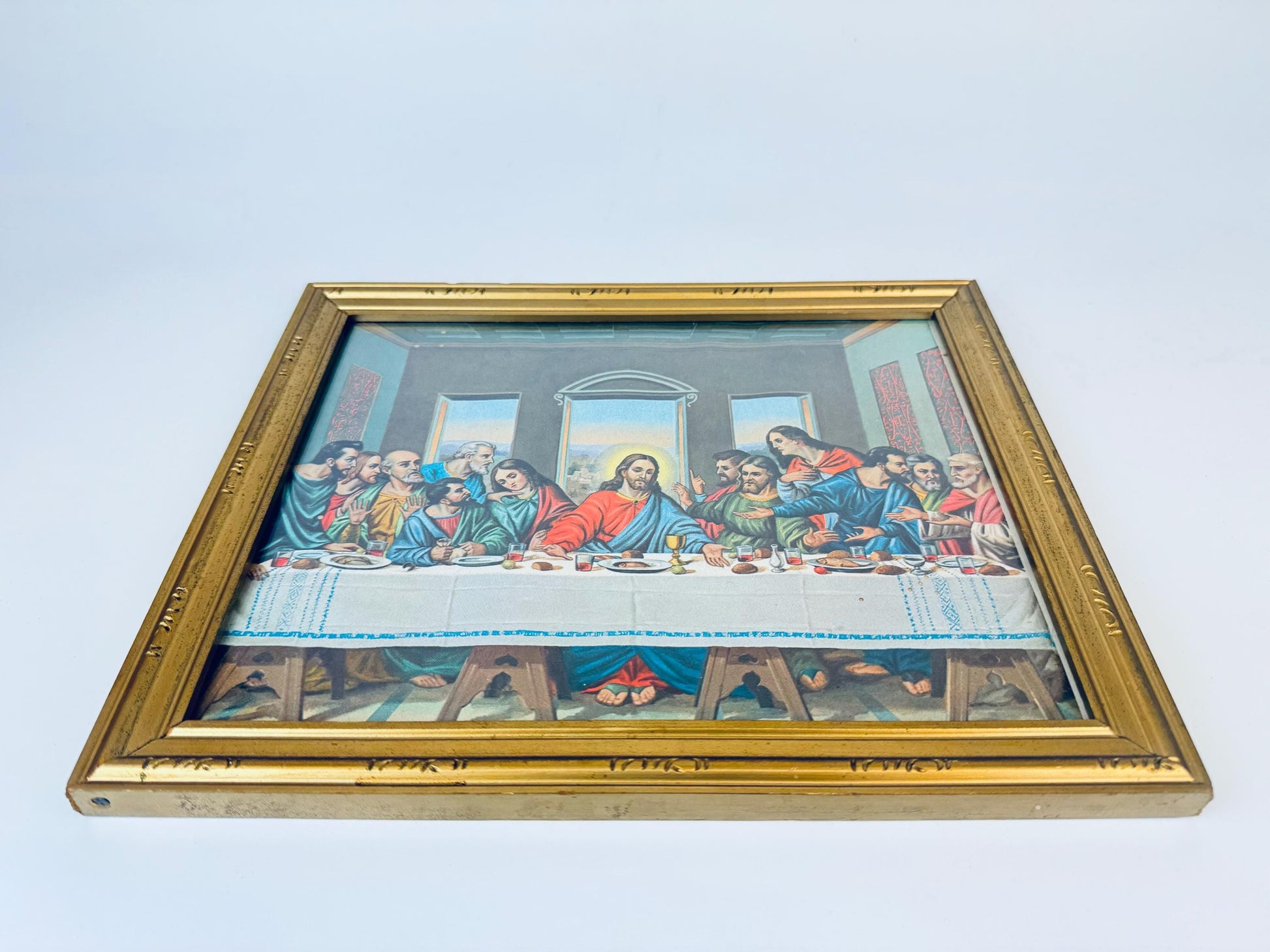 Product image for 'vintage ornate gold 8 x 10 gold painted wall mounted wood frame the last supper print la santa cena' (view b8f1da)