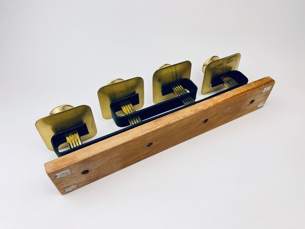 Product image for 'vintage brass teak candlestick holders attractive aged patina centrepiece decor' (view 283dcb)