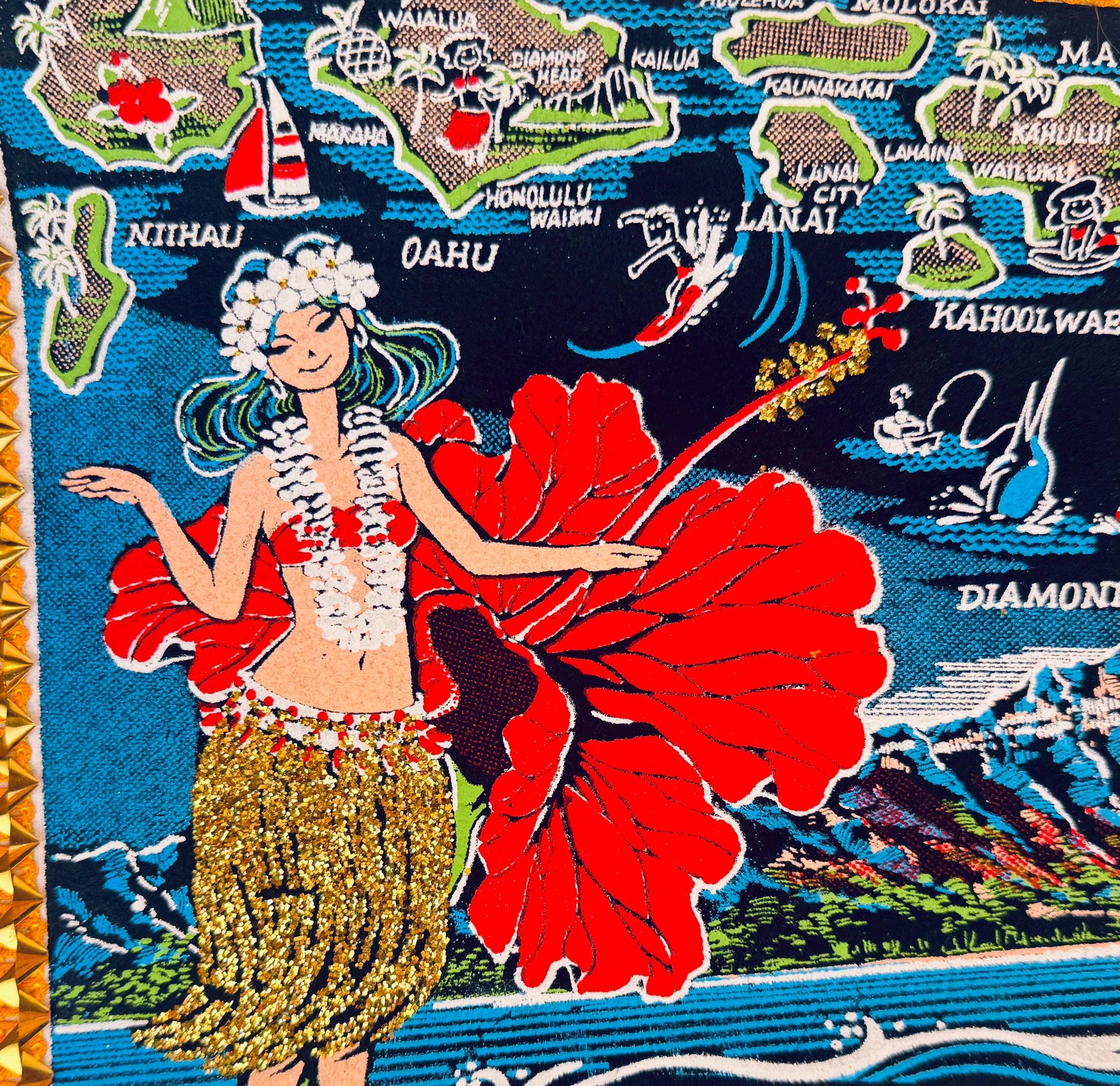 Product image for 'vintage hawaii souvenir the 50th state large tapered pennant wall hanging' (view 332ecf)