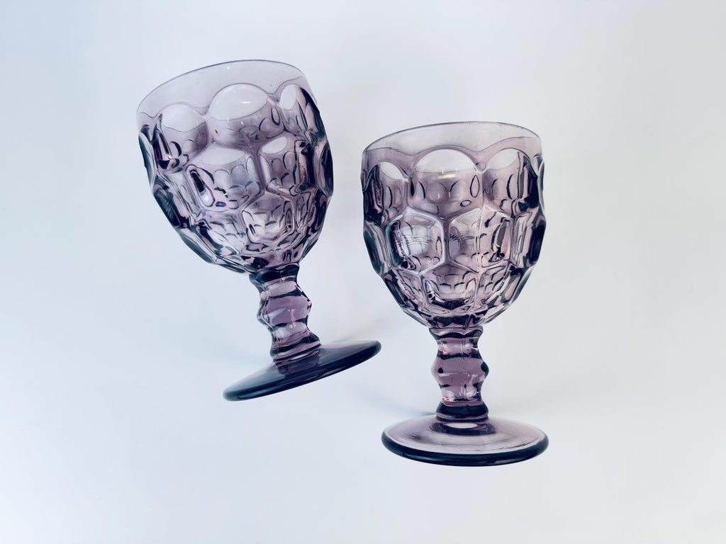 Product image for 'vintage plum purple fostoria moonstone glasses set of two 2' (view d03083)