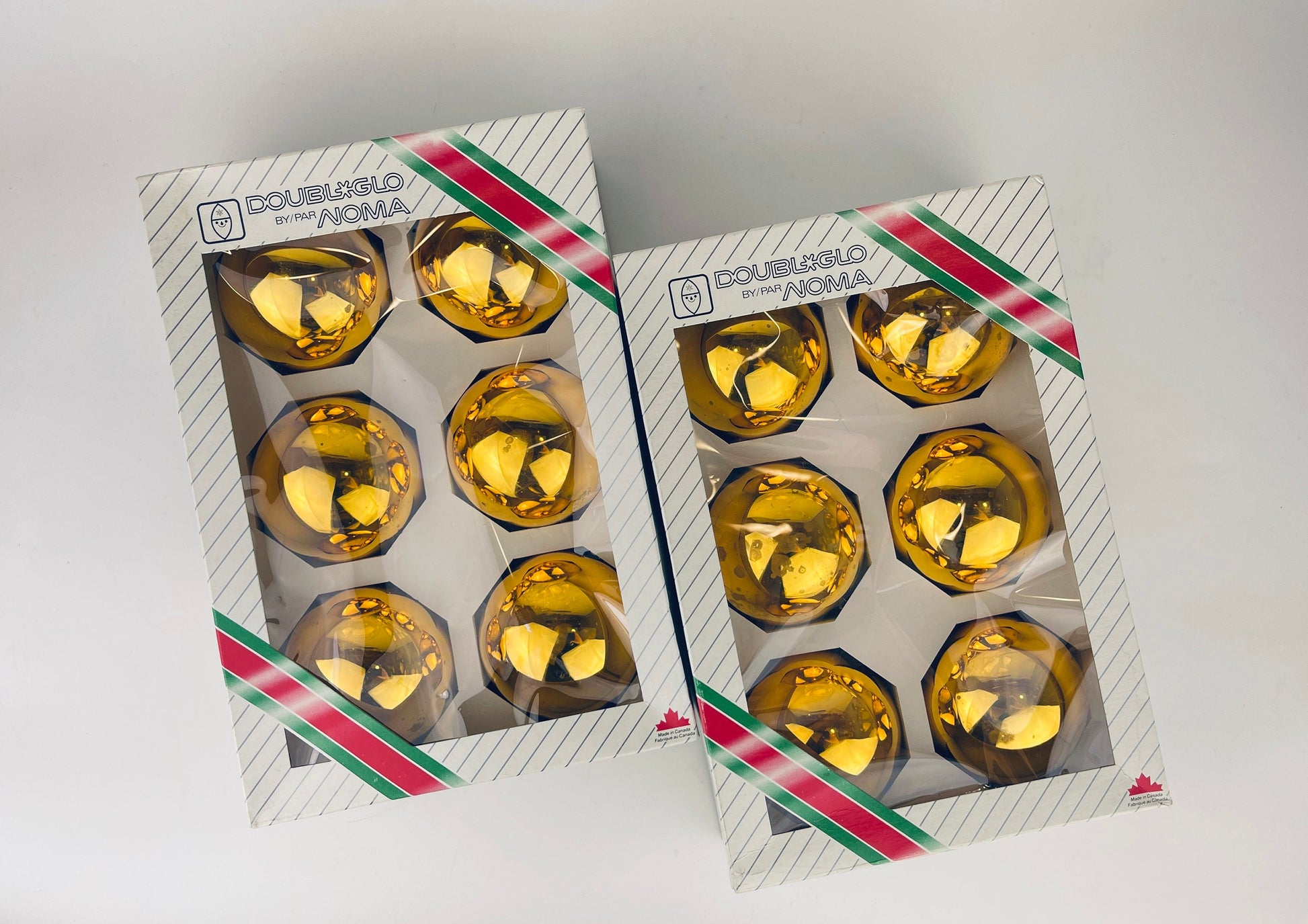 Product image for 'vintage gold mirror glass christmas tree ornaments set of six 6 made in canada by doubl glo noma sold separately' (view 206a69)