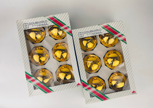 Product image for 'vintage gold mirror glass christmas tree ornaments set of six 6 made in canada by doubl glo noma sold separately' (view 206a69)