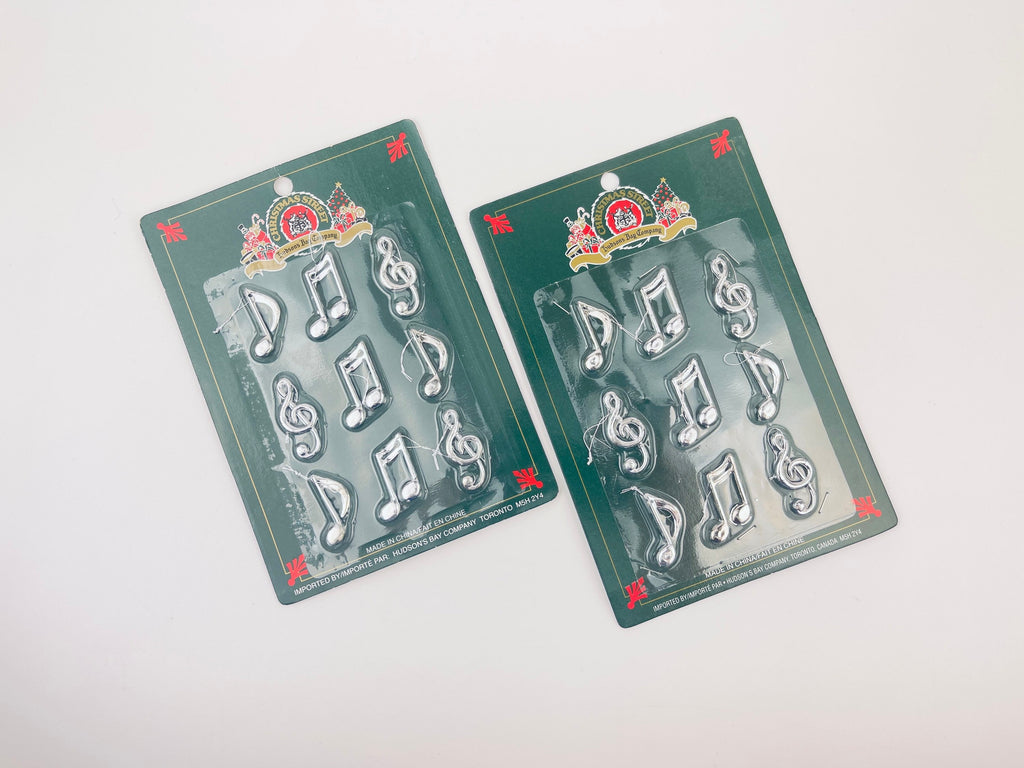 Product image for 'vintage music note christmas tree ornaments set of five 9 hudsons bay company hbc christmas street new old stock nos' (view 996886)