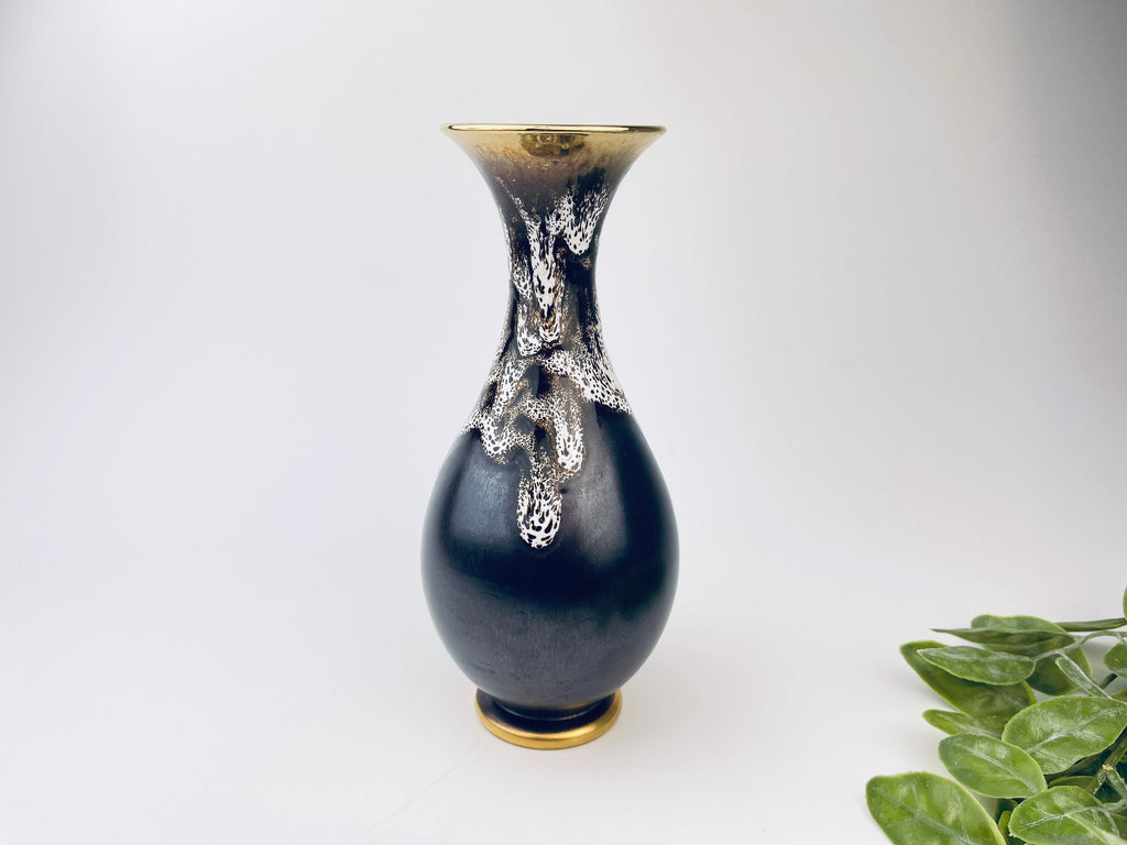 Product image for 'vintage lava brown gold drip glaze bud vase made in germany' (view 1da0e8)