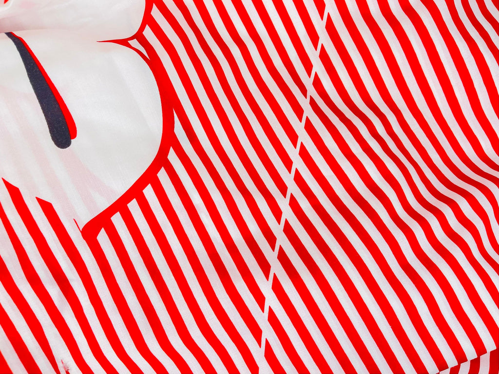 Product image for 'vintage 80s red striped white black flower pattern shower curtain designed by andre richard made in canada' (view 39bb6f)