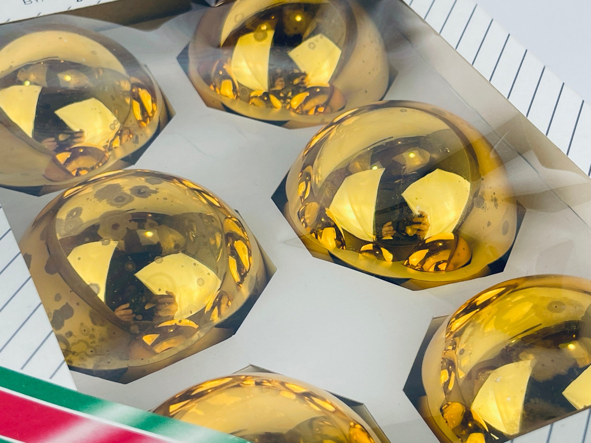 Product image for 'vintage gold mirror glass christmas tree ornaments set of six 6 made in canada by doubl glo noma sold separately' (view 28ff40)
