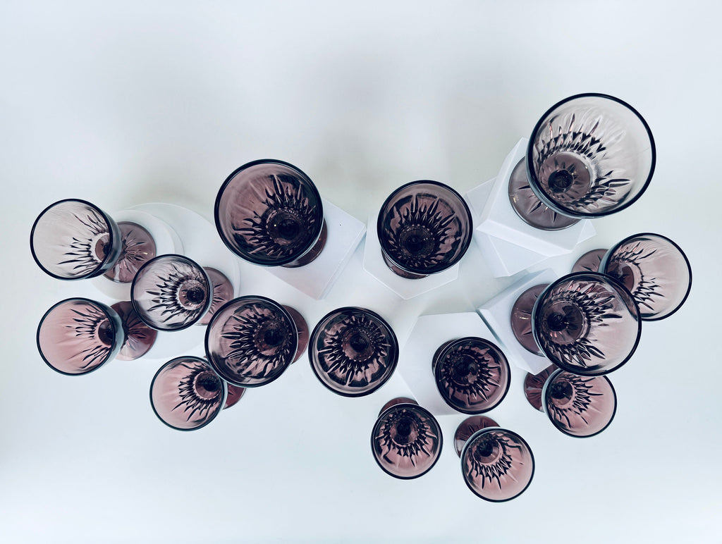 Product image for 'vintage hazel atlas moroccan cut purple amethyst glassware mid century modern mcm barware sets sold separately' (view b2f3f9)