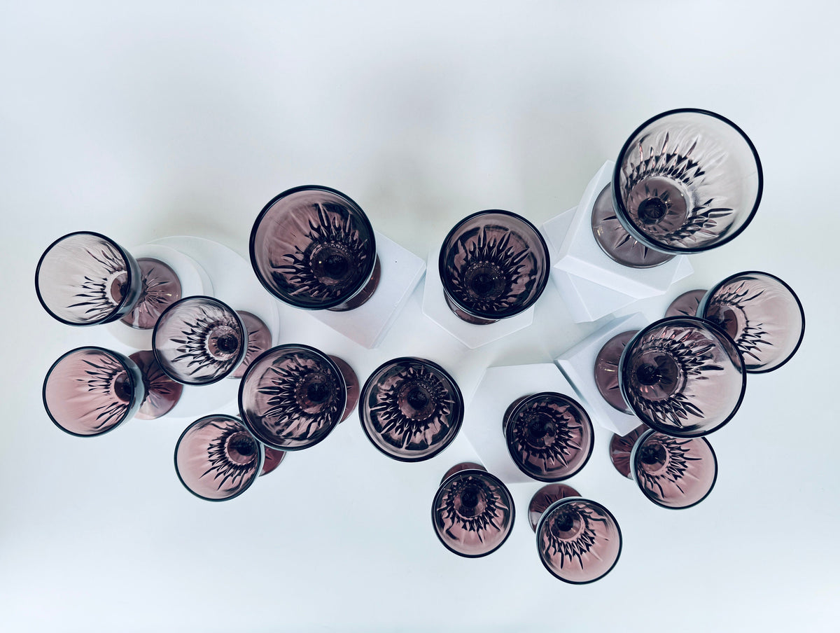 Product image for 'vintage hazel atlas moroccan cut purple amethyst glassware mid century modern mcm barware sets sold separately' (view b2f3f9)