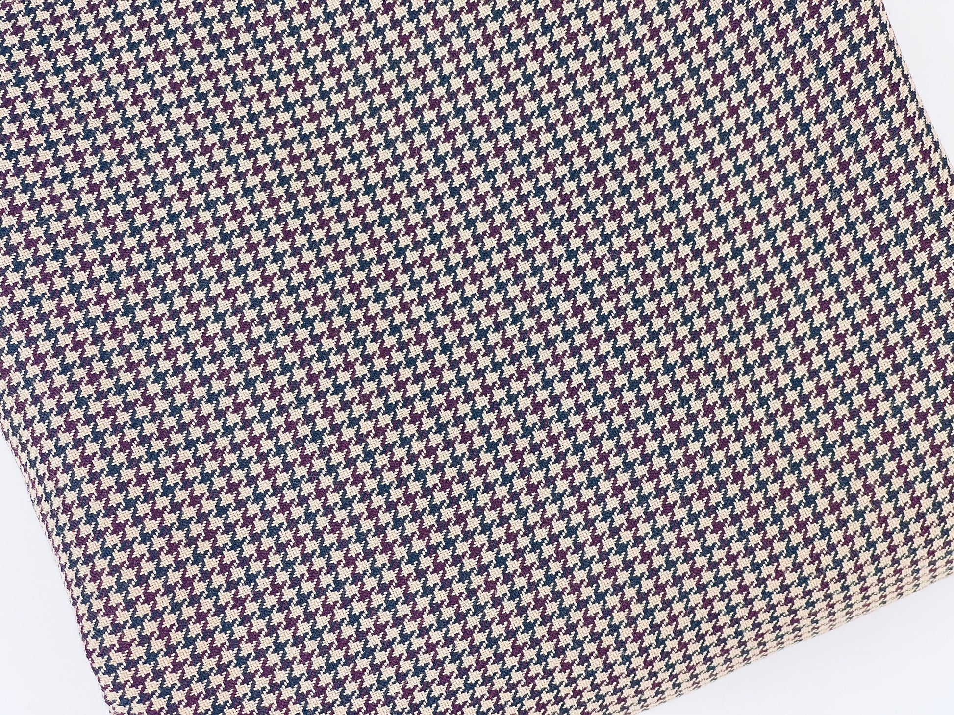 Product image for 'vintage houndstooth beige purple navy polyester fabric 57 x 64' (view 786bee)
