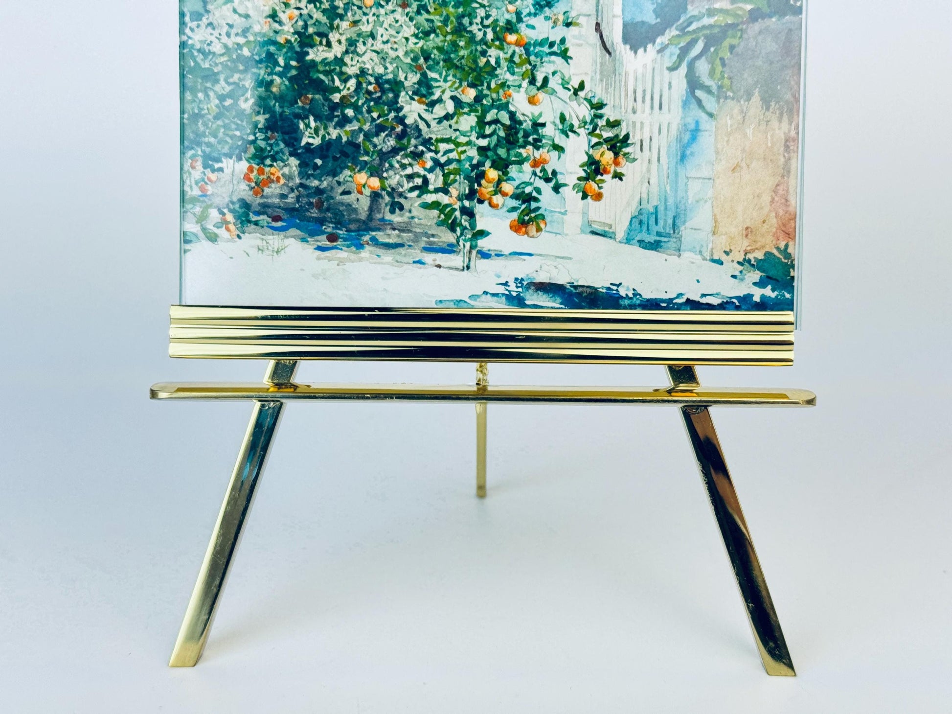 Product image for 'vintage solid brass picture frame easel 3 5 x 5 tabletop mounted made in korea' (view 71998e)