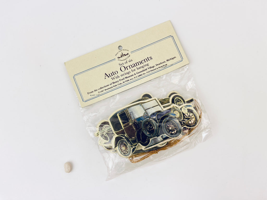 Product image for 'vintage auto christmas ornaments henry ford museum set of six 6 made in hong kong 1987 new old stock nos' (view c52f14)