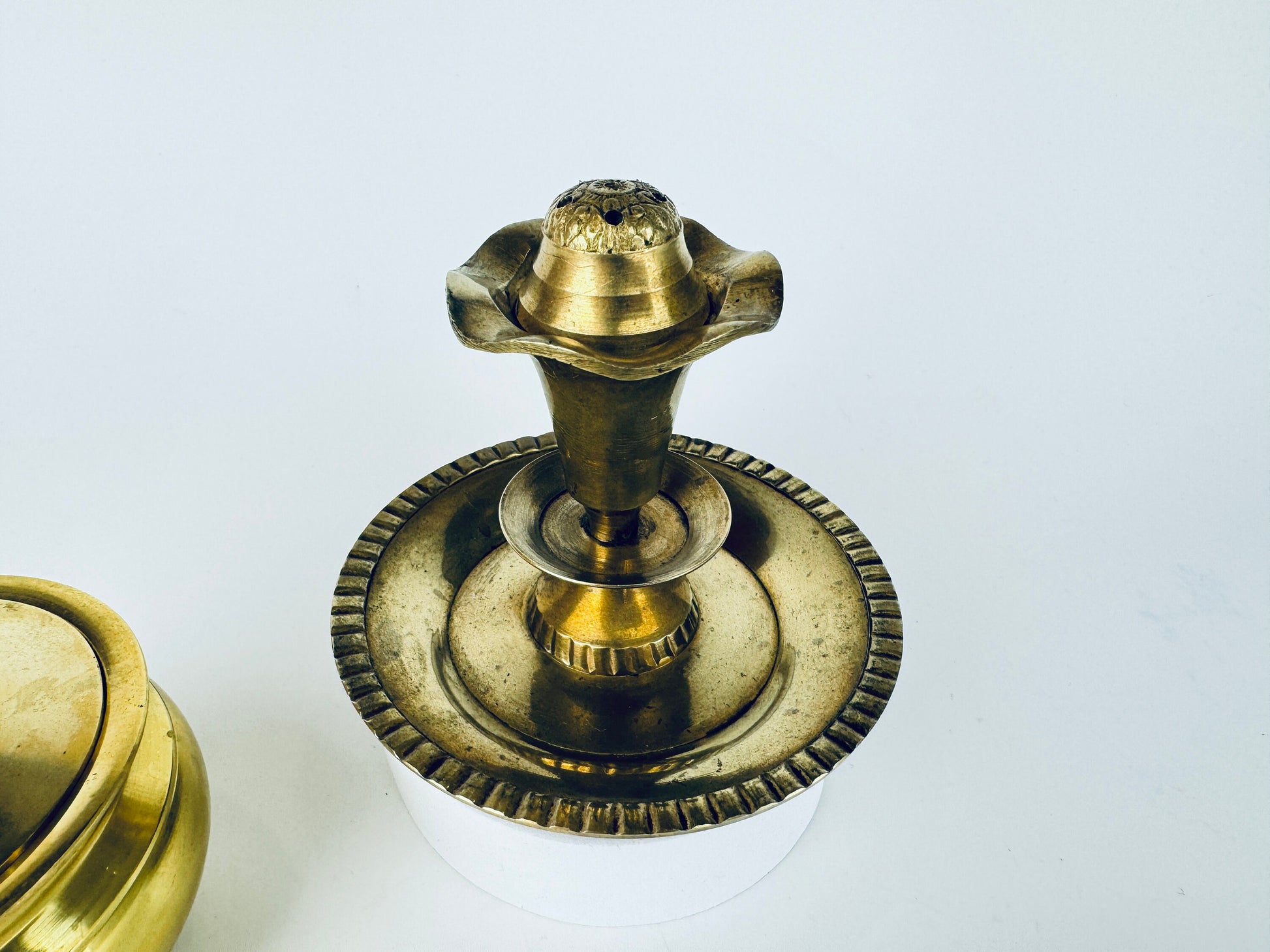 Product image for 'vintage solid brass pedestal incense burner sold separately' (view 08ee2d)