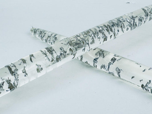 Product image for 'vintage 1960s tall silver fleck lucite candlesticks 11 75 clear acrylic pair for retro home decor' (view 367ca6)