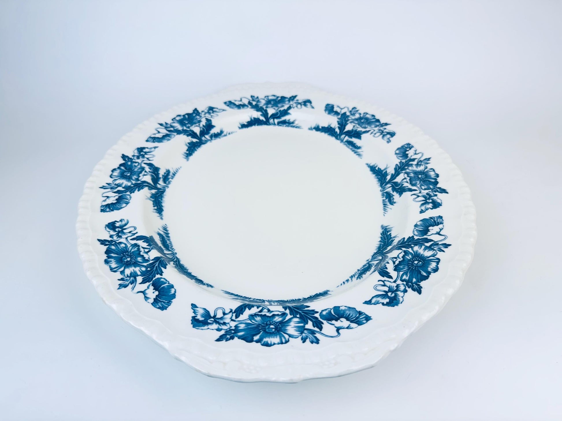 Product image for 'vintage antique blue white floral oval serving platter atlas grindley england' (view 86511a)