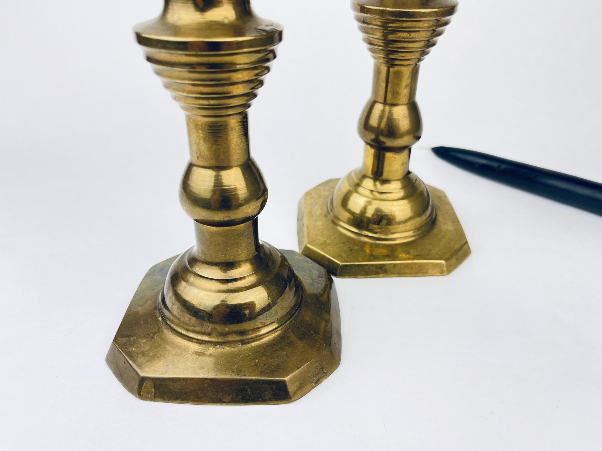 Product image for 'vintage tall solid brass candlestick holders elegant aged patina set of two' (view 739c4c)
