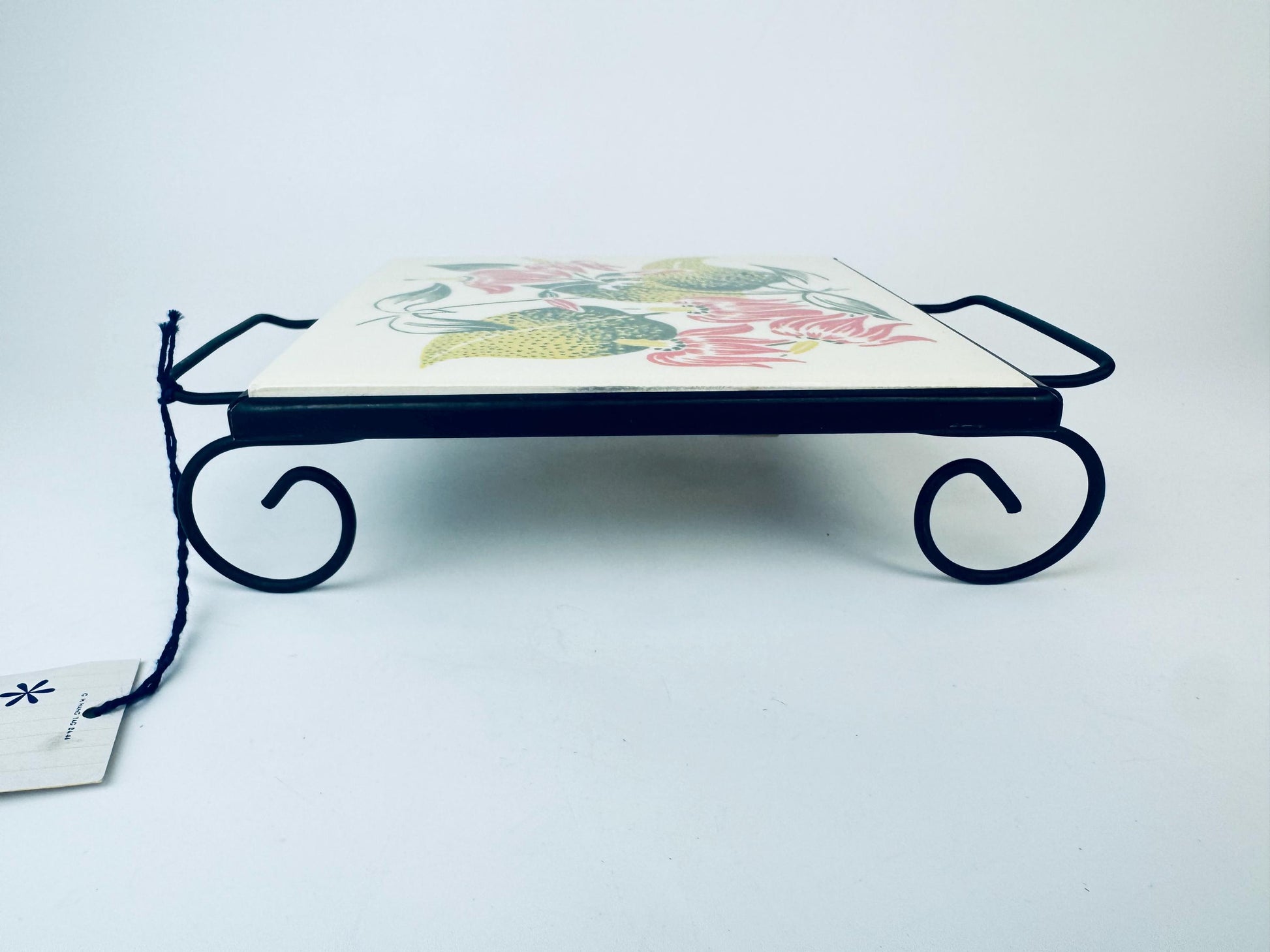 Product image for 'vintage 1960s electra tile floral ceramic trivet mid century modern hot plate with original box' (view a2d0b0)