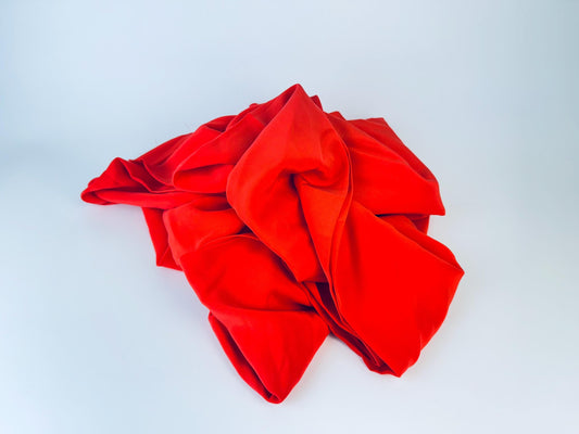 Product image for 'vintage bright scarlet red silky feel polyester fabric material 44 x 100' (view ecd31a)