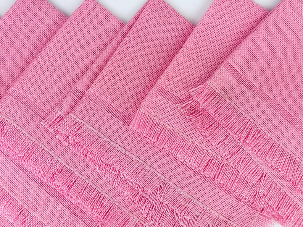 Product image for 'vintage bright pink fringe style rectangular place mats set of six 6' (view 4df591)