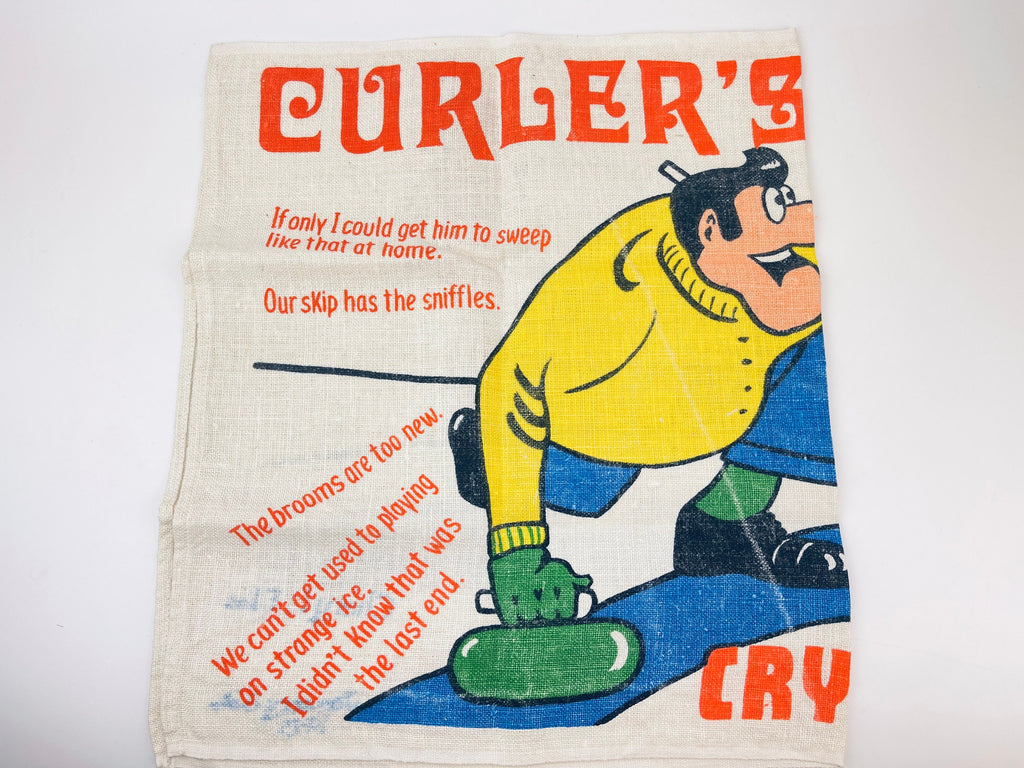 Product image for 'vintage 1970s curlers crying tea towel textilimpex poland humorous curling gift' (view aea8b8)