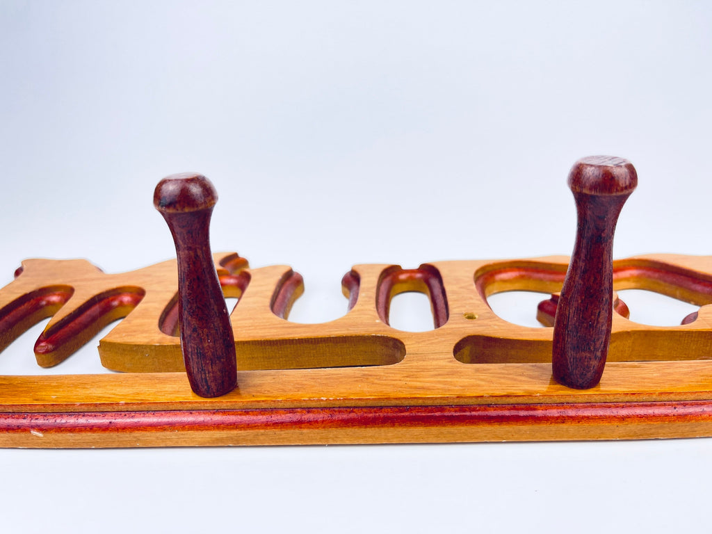 Product image for 'vintage solid wood mug rack organizer rustic brown kitchen wall peg shelf' (view c85e0b)