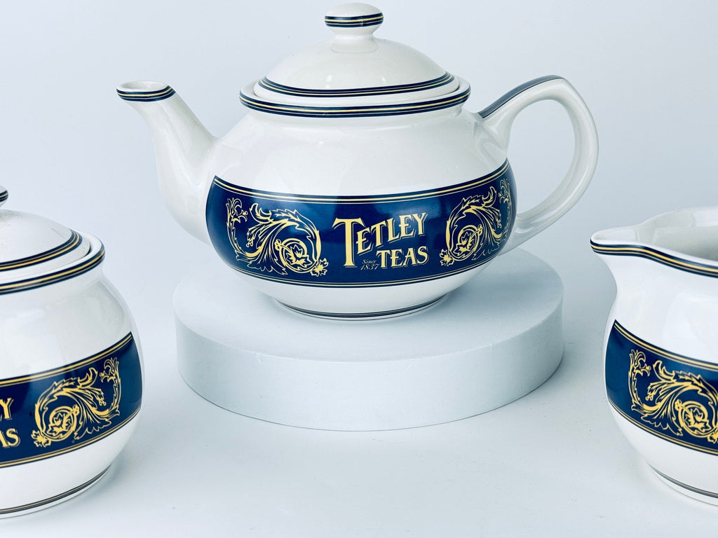 Product image for 'vintage tetley teas kettle teapot set since 1837 made by kilncraft in england promotional tea gift item' (view 9dc555)