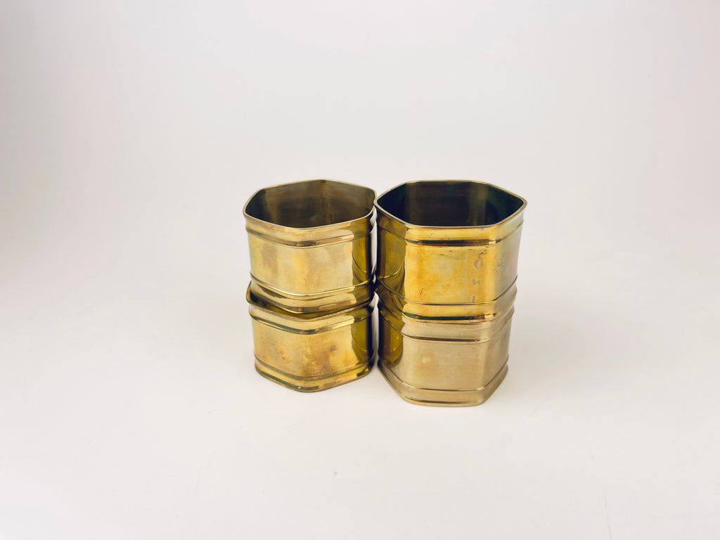 Product image for 'vintage geometric hexagon brass napkin ring holders set of four 4 attractive aged patina' (view ea64ad)