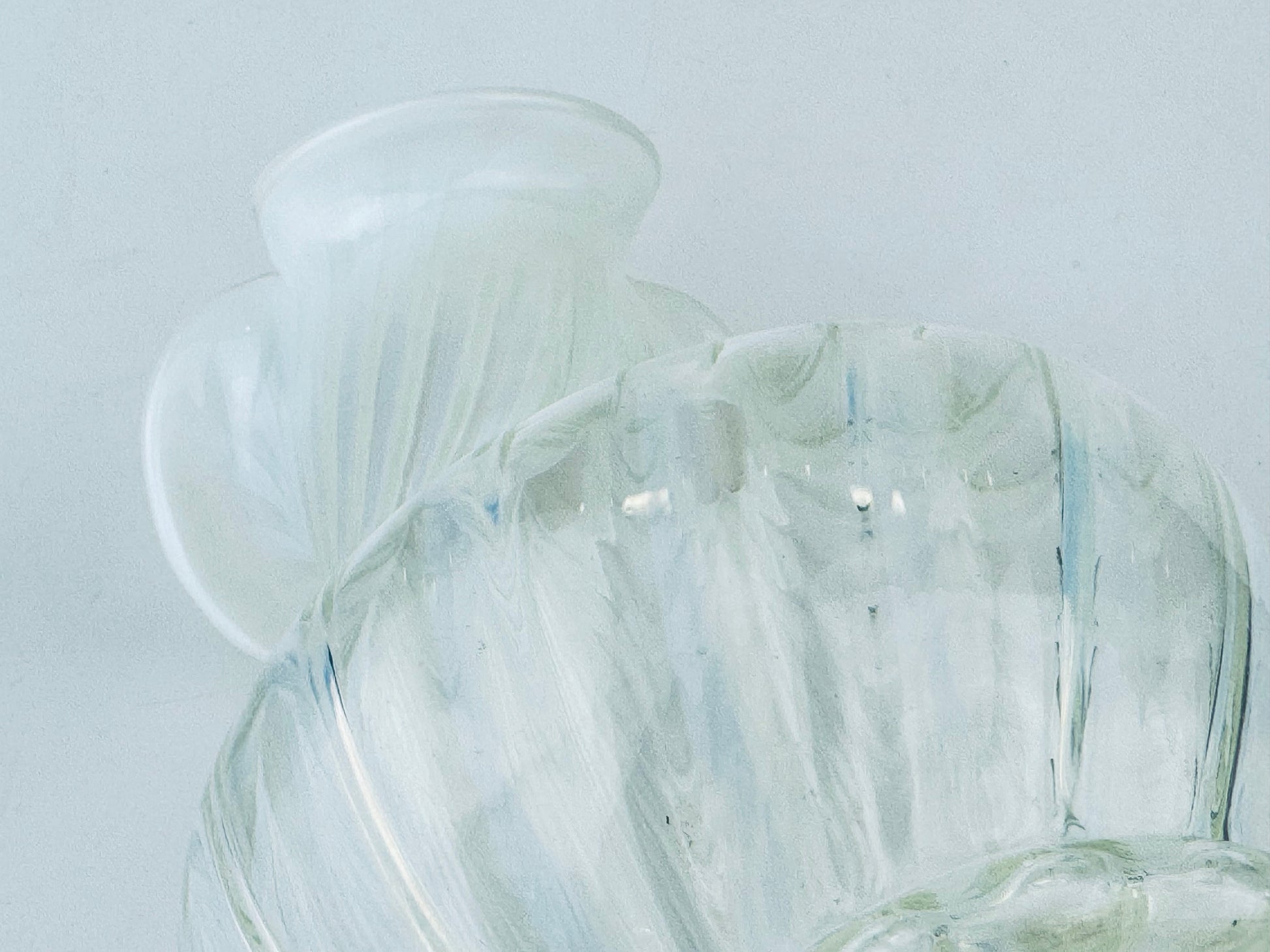 Product image for 'vintage white striped opalescent vaseline glass vase ruffled edge top' (view a53a40)