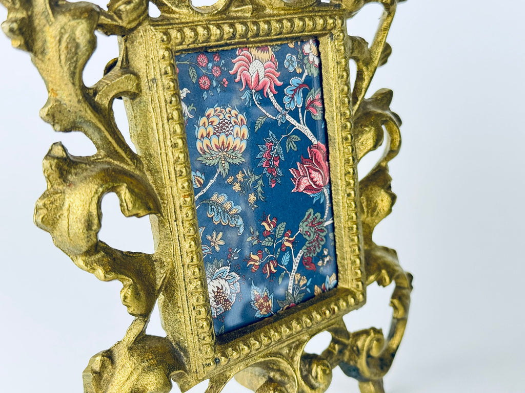 Product image for 'vintage ornate hollywood regency heavy solid brass tabletop frame 2 x 3 attractive aged metal patina sold separately' (view fc5006)