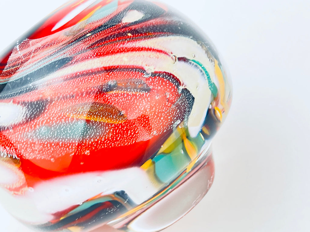 Product image for 'vintage raymond zotto round handblown art glass vase controlled bubbles heavy bottom zotto signed' (view 5cc6c7)
