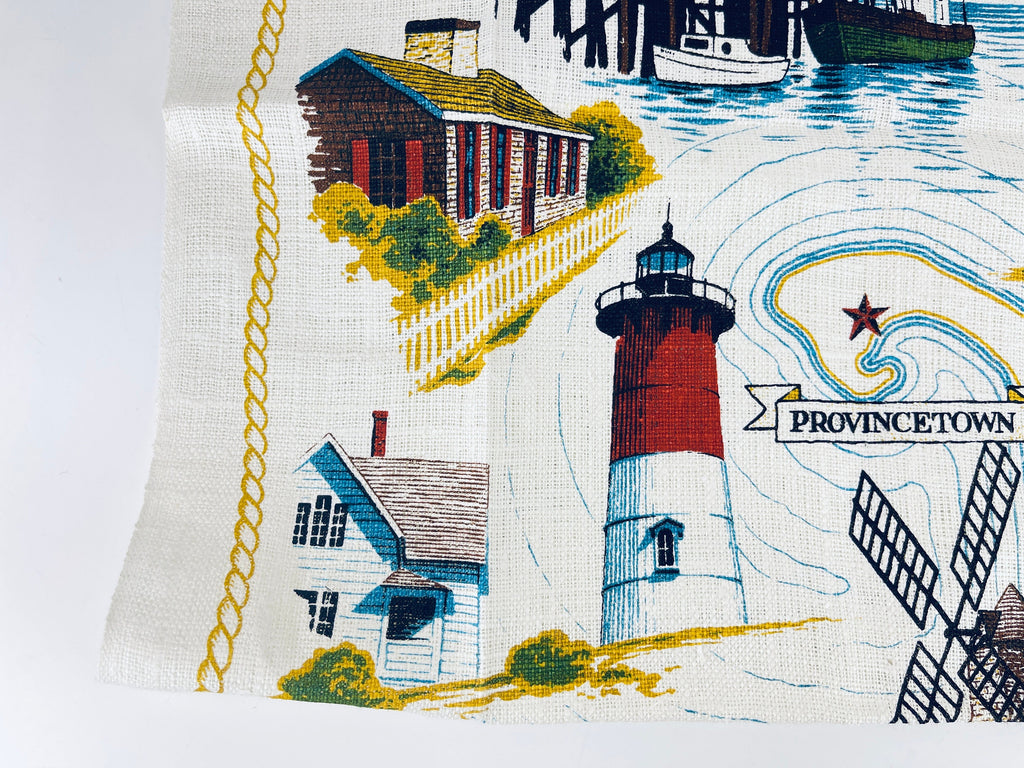 Product image for 'vintage provincetown cape cod linen tea towel the first landing place of the pilgrims pure linen kay dee handprints rhode island' (view 4204b6)