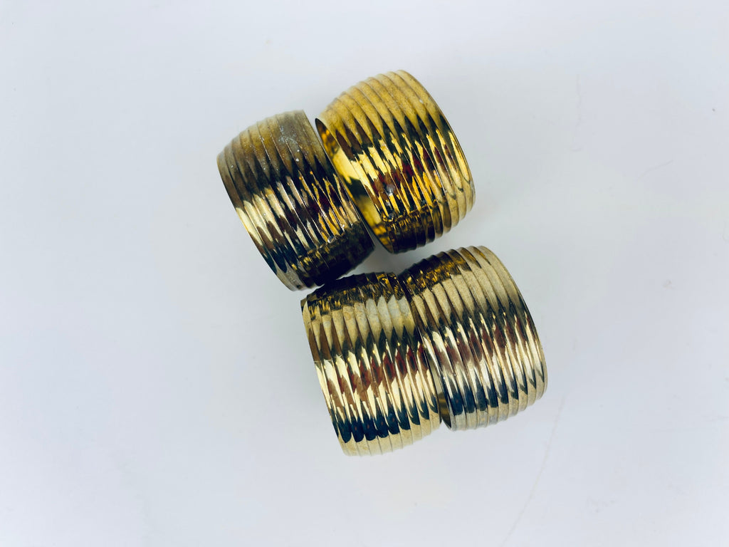 Product image for 'vintage striped brass napkin ring holders set of four 4' (view a6df49)