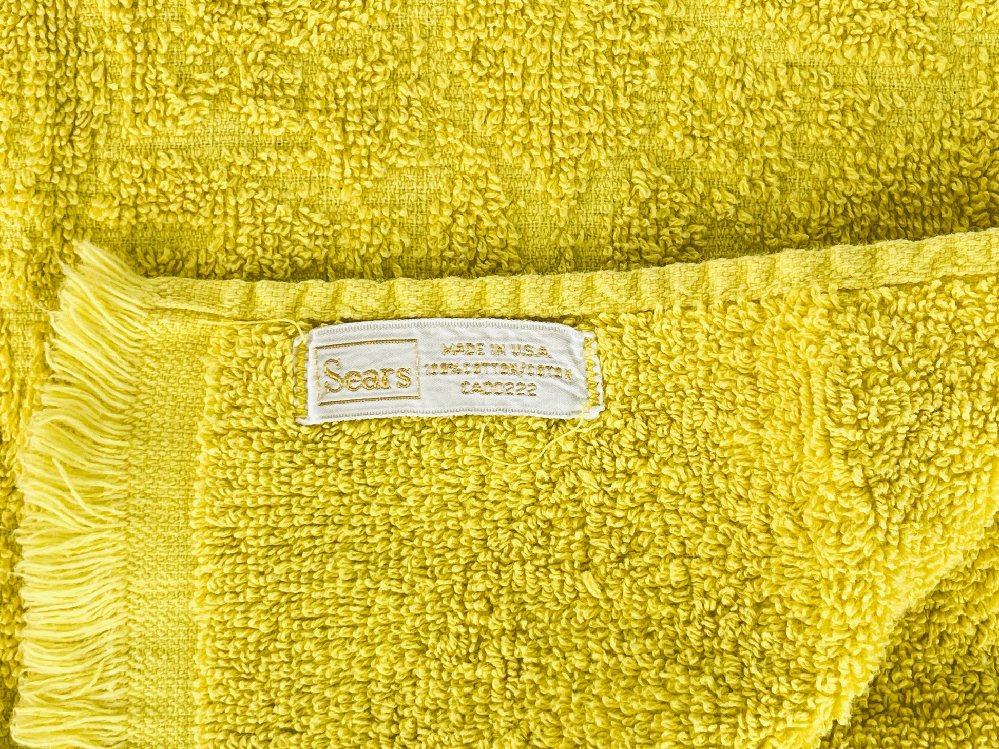 Product image for 'vintage sears yellow floral rectangular fringe hand towel 100 cotton made in usa' (view 1ff241)