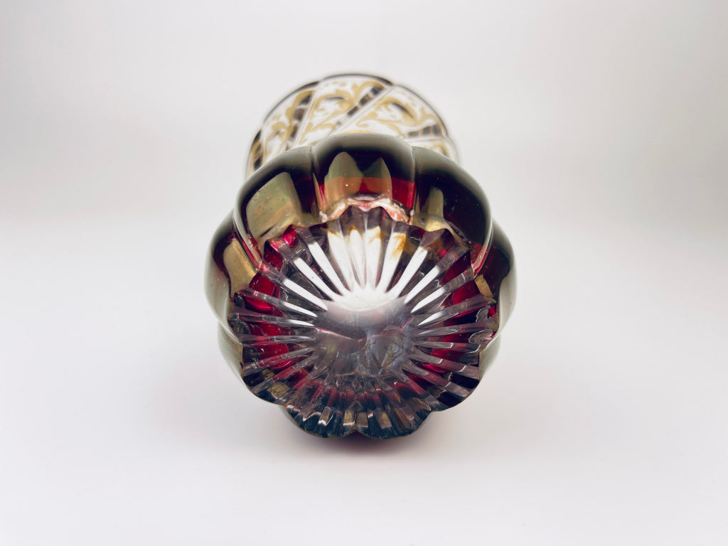 Product image for 'vintage ruby red gold glass bud vase hollywood regency vase' (view b403e0)