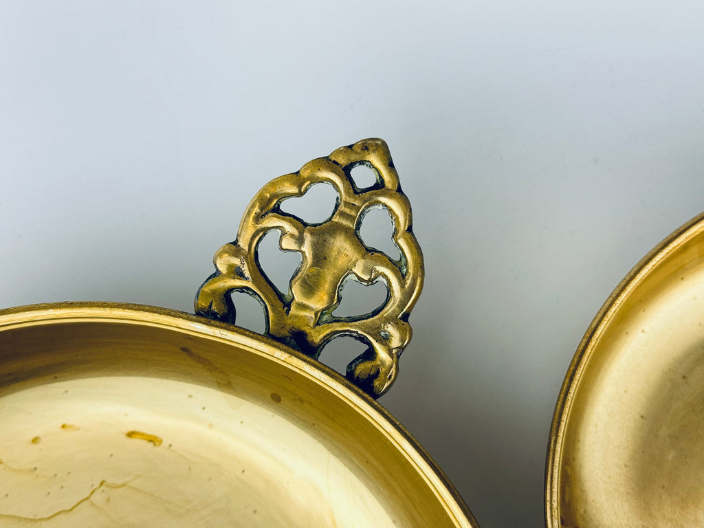 Product image for 'large ornate handled round brass bowls set of two 2 attractive aged metal patina' (view 30aaa3)