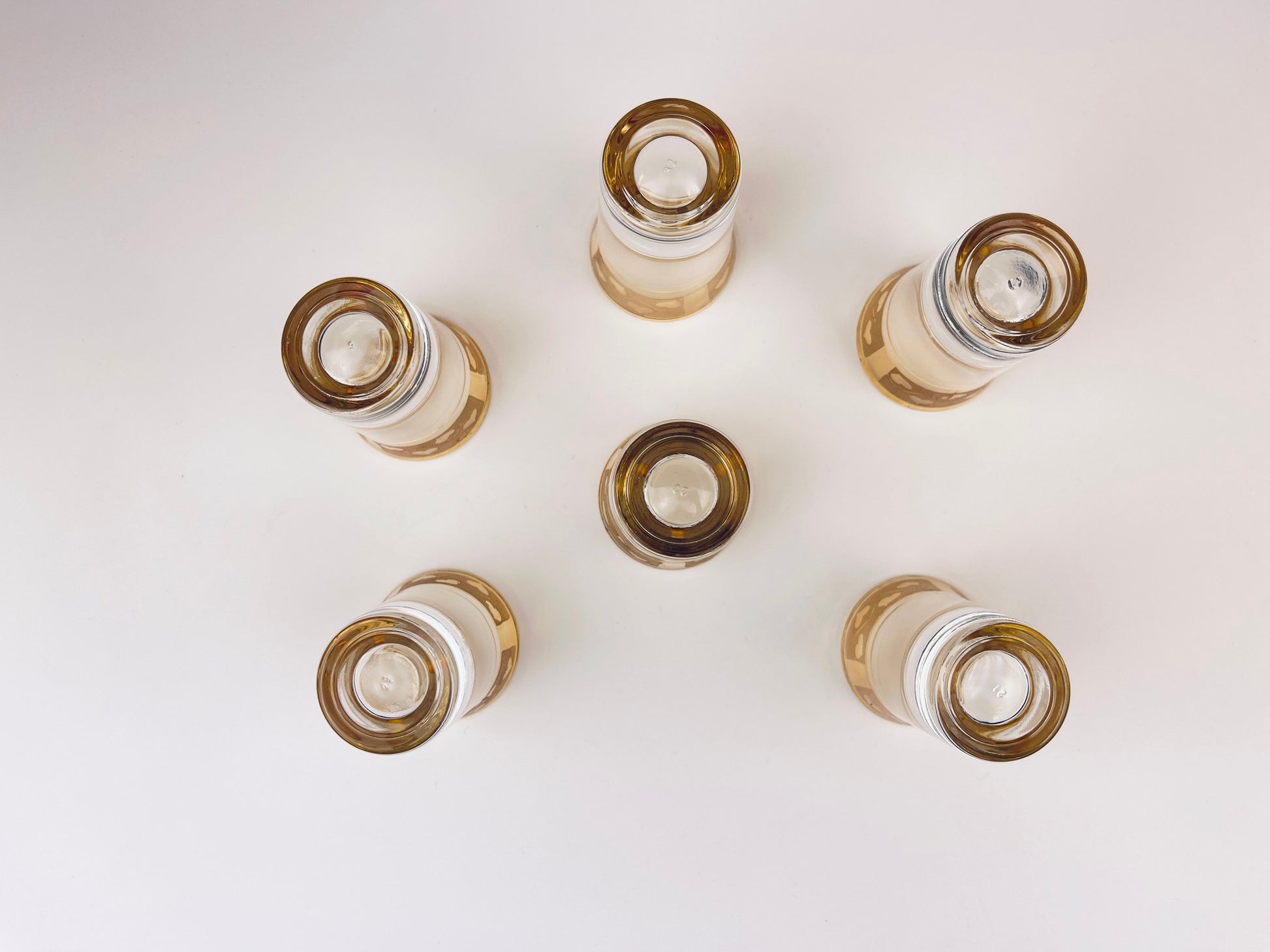 Product image for 'vintage gold heart tapered shot glasses set of six 6' (view ab3fe4)