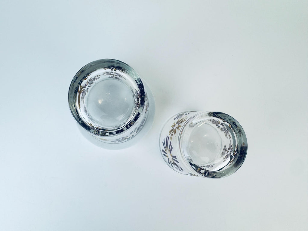 Product image for 'vintage libbey gold purple atomic starburst low ball drinking glasses set of two 2' (view 1b778f)