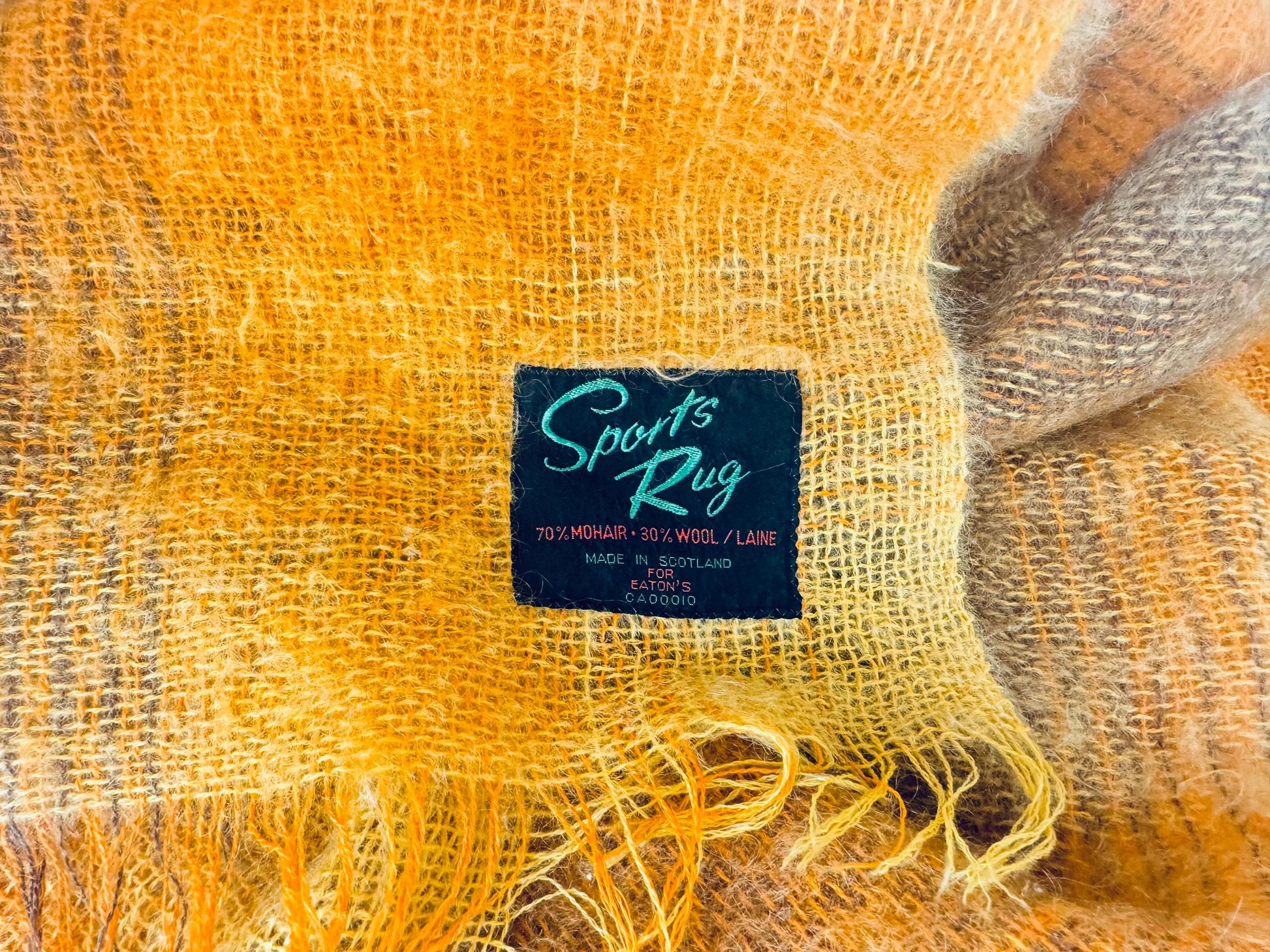 Product image for 'vintage sports rug mohair wool fringe blanket rug made in scotland for eatons' (view 807962)