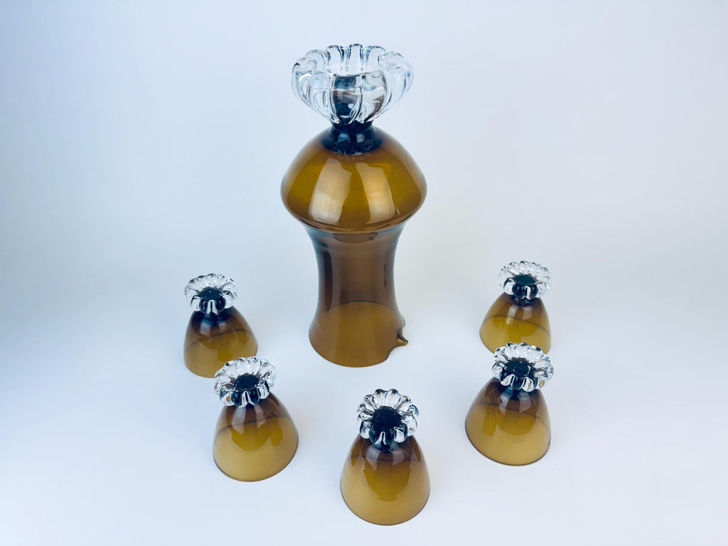 Product image for 'vintage asada bo bergstrom cocktail glass barware set pitcher glasses made in sweden barware gift blown swedish art glass' (view b7ab78)