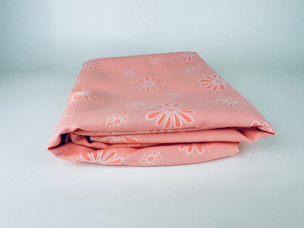 Product image for 'vintage 1960s pink white floral print polyester fabric material 44 x 68' (view 89c0f9)