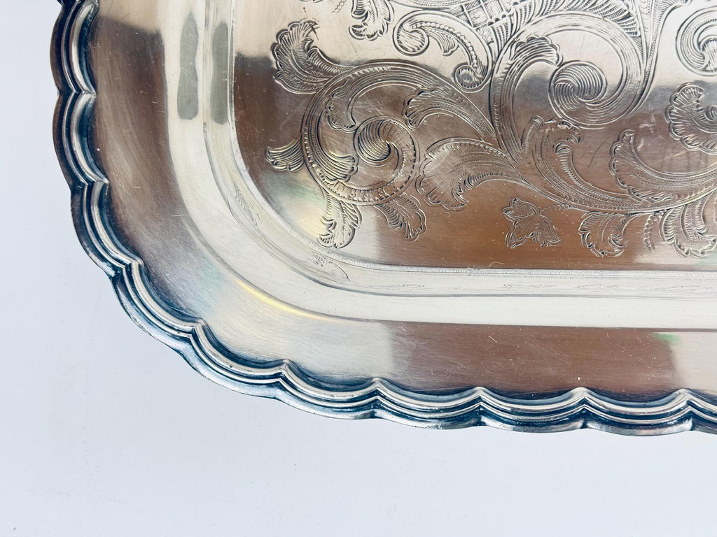 Product image for 'vintage antique ornate scroll silver handled tray primerose plate' (view 89dc81)
