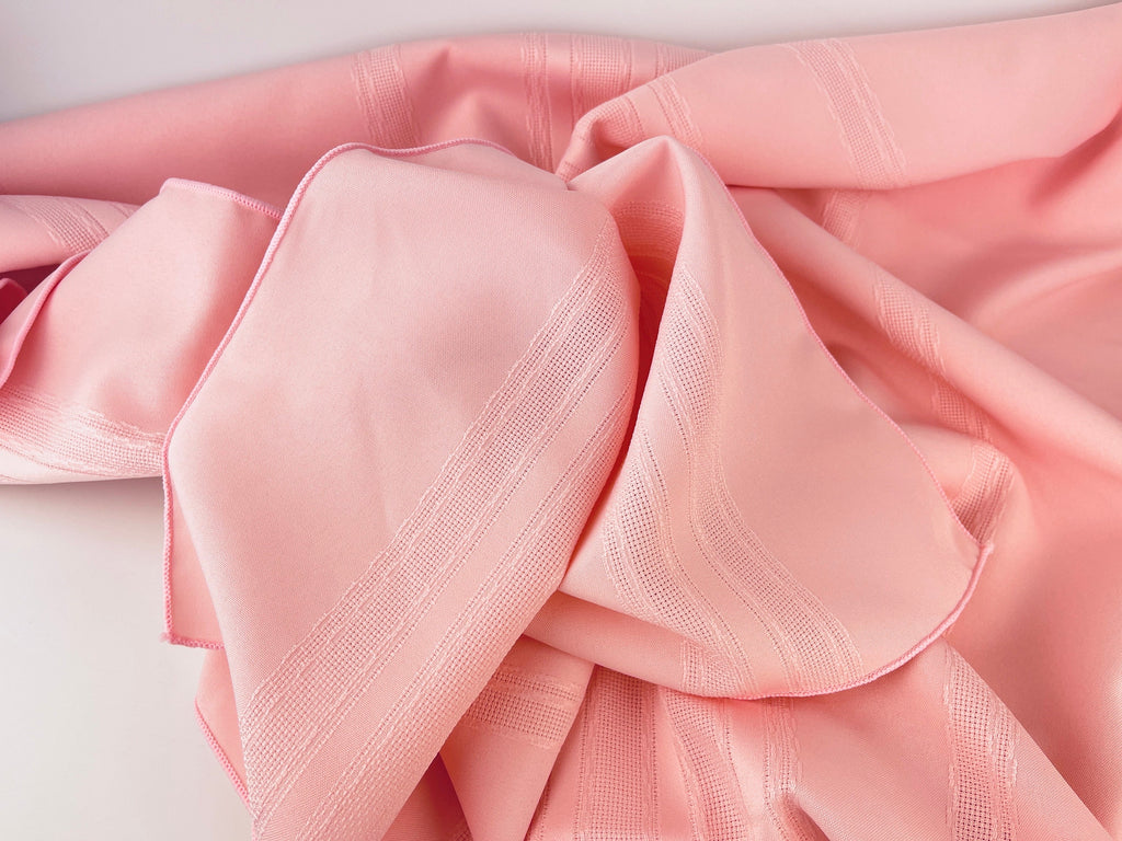Product image for 'vintage pink rectangular tablecloth 90s tablescape textured ribbon stripes' (view 39c28b)